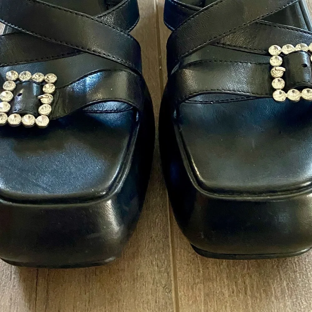 Free People Brooklyn Ankle Strap Platform Sandal in Black